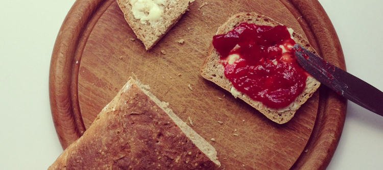 strawberry jam and fresh baked bread